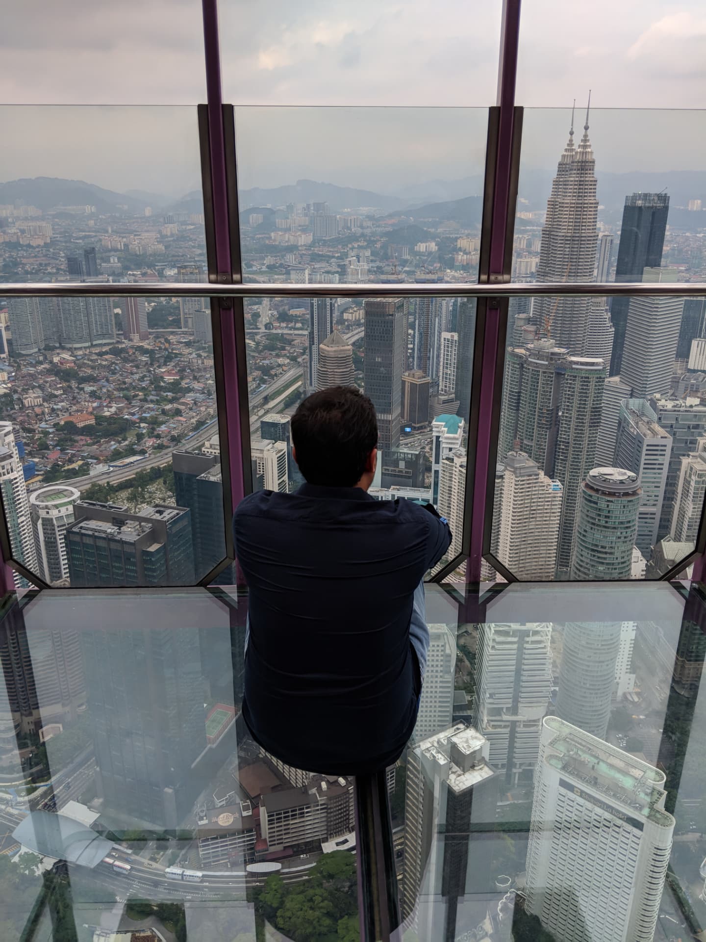 Petronas Towers seen from the KL Tower sky deck in Kuala Lumpur